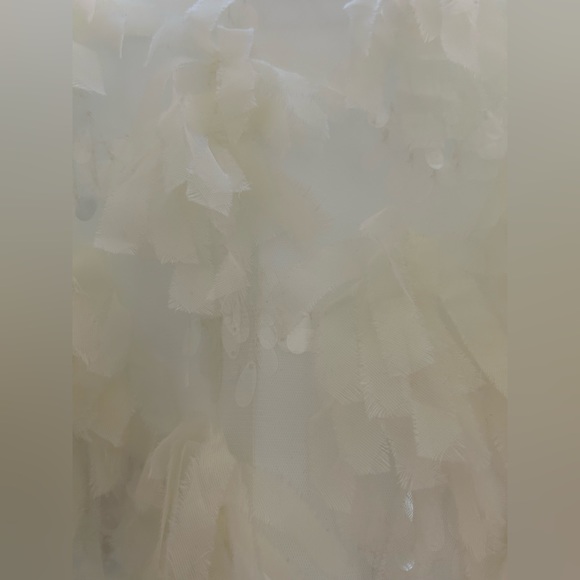 ASOS EDITION volume sleeve top in texture sequin mesh ivory + skirt set - Picture 6 of 7